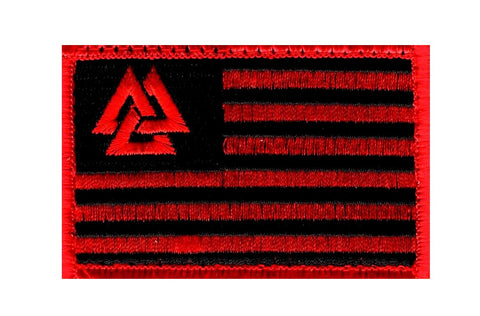 Valknut Flag Viking Patch (Embroidered Hook) (Red)