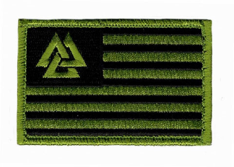 Valknut Flag Viking Patch (Embroidered Hook) (Green)