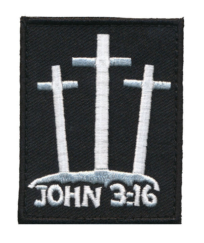 John 3:16 Three Crosses Patch (Embroidered Hook)