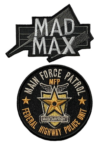 Mad Max Logo Road Warrior Main Force Patrol Patch (2PC Bundle -“Hook Brand” Fastener -FP1)