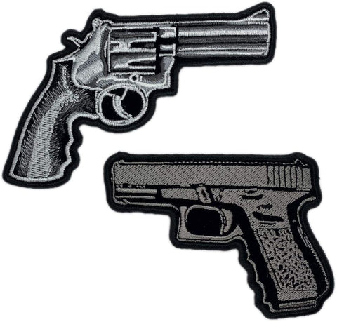 Assasin Ring Gun 45 Magnum Hand Pistol Novelty Patch [2PC Bundle -Iron on Sew on]