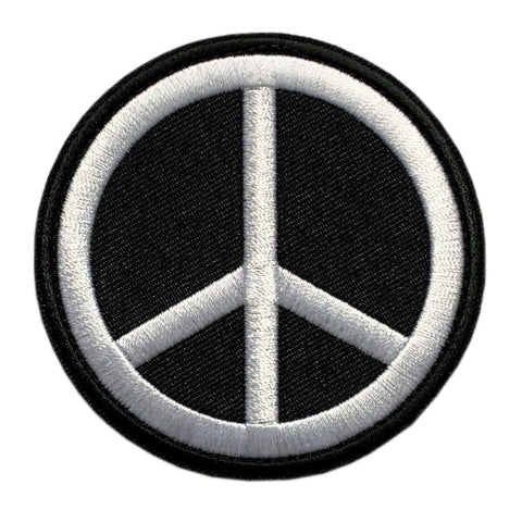 Peace Sign Embroidered Patch [3.0 inch - “Hook Brand” Fastener - PS3]