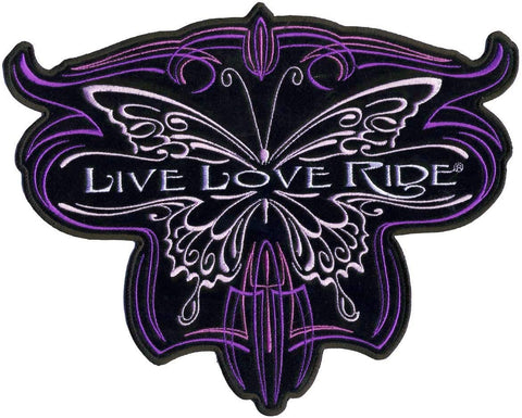 Metallic Butterfly Live Love Ride Jacket Vest Lady Biker Patch [Iron on Sew on -10.0 X 8.0 inch]