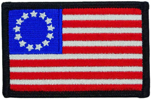 Betsy Ross USA American Flag Patch [Iron on Sew on - 3.0 X 2.0 - B7]