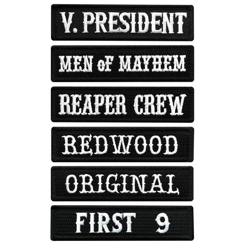 Officer Title Rank Vest Patches VP Reaper Crew First 9 MC Biker Club 6pc Patch Set