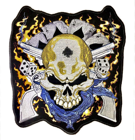 Dead Man's Hand Skull Pistols Jacket Vest Back Patch [11.0 X 9.5 inch -Iron on Sew on]