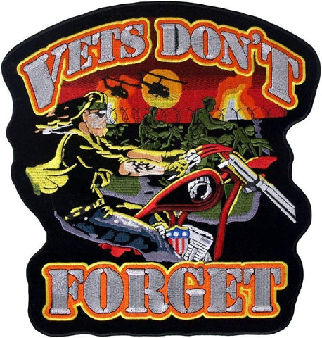 Vets Don't Forget Jacket Vest Back Patch [12.0 High X 11.0 Wide inch - Iron on Sew on]