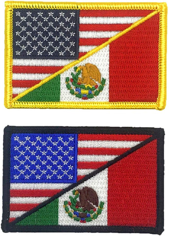 USA Flag Mexico Flag Patch [2PC Bundle -“Hook Brand” Fastener - 3.0 X 2.0 -UM1,2]