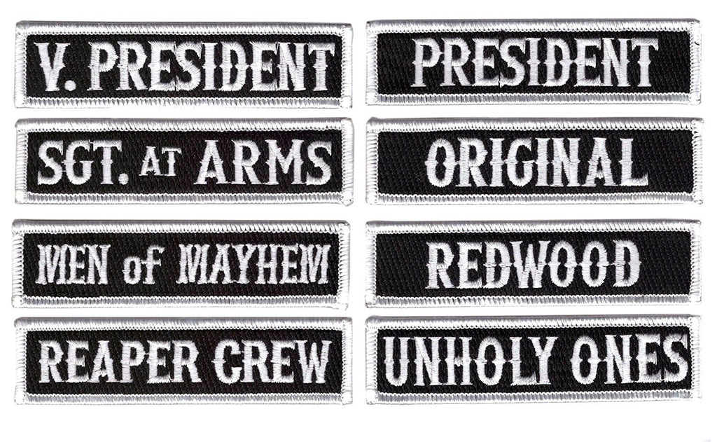 thumbnail image 2 of MC Biker Club Officer Title Rank Patch Set - President, VP, Reaper Crew, Etc. 2 of 6
