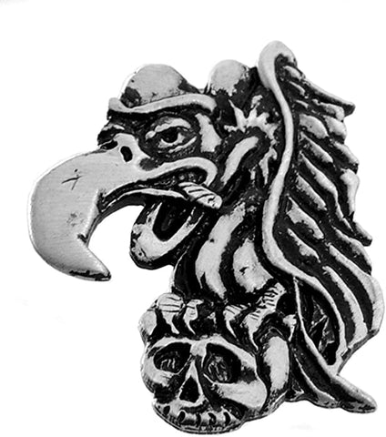 JAM Outlet Buzzard Biker Pin - Hot Leathers Hand Carved Pewter Motorcycle Vest Jacket Hinckley Buzzard Lapel Pin