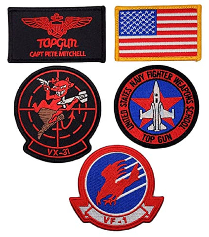 Pete Mitchell Navy Firefighter VX-31 Patch [5PC Bundle -Iron On Sew on -yp1]