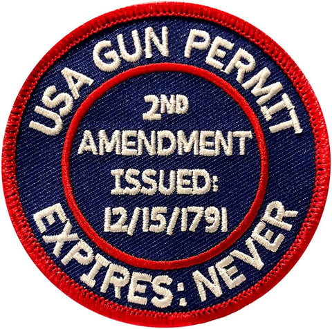 USA Gun Permit 2nd Amendment 1791 Patch [Iron on Sew on 3.0 inch- GP1]