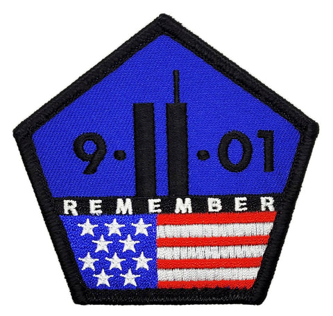9/11 Remember Twin Towers Embroidered Patch [“Hook Brand” Fastener -P14]