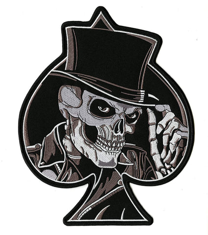 Skeleton Spade Top Hat Large Skull Embroidered Patch