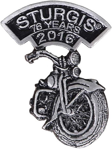 Hot Leather Men's Official 2016 Sturgis Motorcycle Rally Laid Back Bike Pin