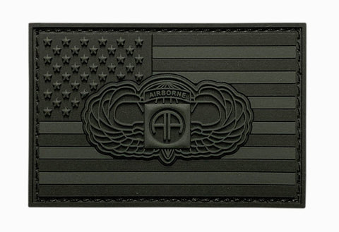 82nd Airborne USA Flag Patch [PVC Rubber- “Hook® brand” Fastener -A8]