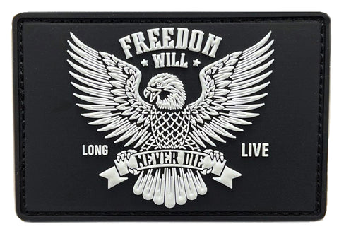 Freedom Never Die Eagle Patch [3.0 X 2.0 -PVC Rubber -Hook Fastener Backing -FD5]