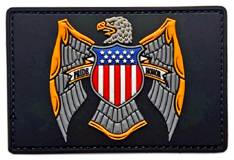 Pride Honor Eagle Shield Patch [3.0 X 2.0 -PVC Rubber -Hook Fastener Backing -FP7]