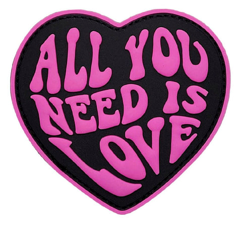All You Need is Love Patch [2.5 inch - PVC Rubber -“Hook Brand” Fastener - NL7 ]