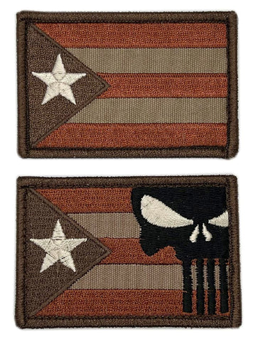 Puerto Rico Flag Embroidered Patch [2PC Bundle - Hook Fastener Backing-PR1-S1]