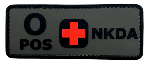 Blood Type O+ Positive NKDA Patch [“Hook Brand” Fastener - PVC Rubber - 4.0 X 1.5 inch -BP6]
