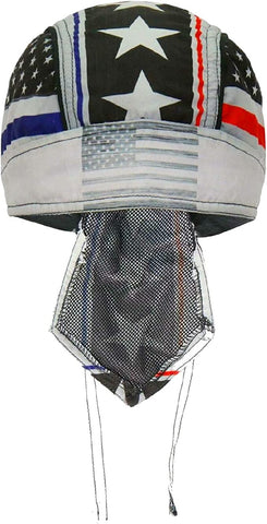 USA Flag Thin Blue Red Line Stars and Stripes Patriotic Head Wrap