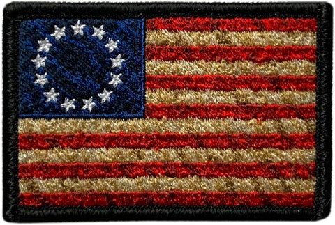 Betsy Ross Distressed USA Flag Patch (Iron on Sew on -3.0 X 2.0 -BD5)