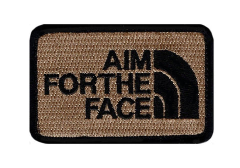 Aim For the Face Patch (Embroidered Hook) Tan Black