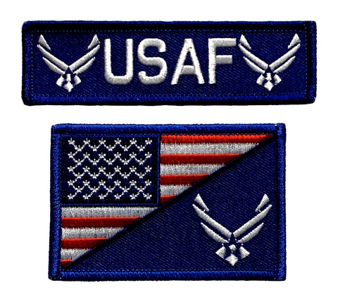 USA American Flag Air Force Patch (2PC “Hook Brand” Fastener - YEN1-YN1)