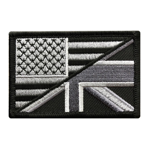 USA / UK Flag Patch (Embroidered Hook) (Black/Grey)