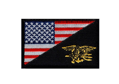 American Flag / Navy Seal Trident Patch (Embroidered Hook)