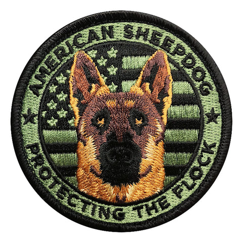 American Sheepdog Protecting the Flock Patch (Embroidered Hook) (Green)