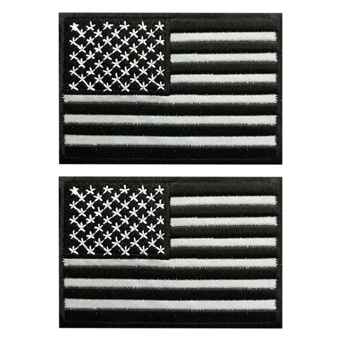Reflective American Flag Patch Bundle Black