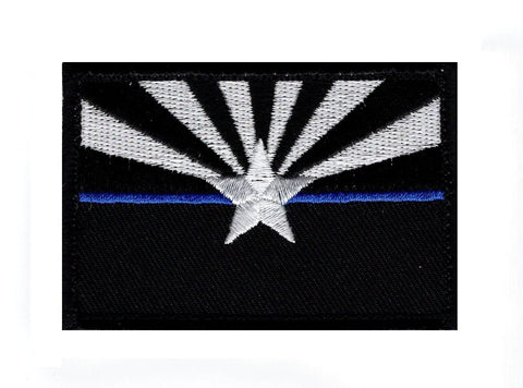 Arizona State Flag Thin Blue Line Patch (Embroidered Hook) (Black/White)