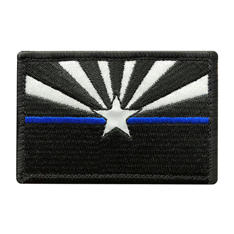 Reflective Arizona State Flag Thin Blue Line Police Hook Fastener Patch