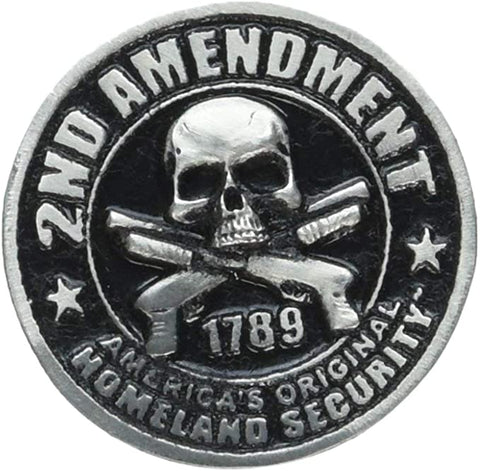 Hot Leathers 2nd Second Amendment 1-1/2" Heavy Pewter Biker Jacket Pin