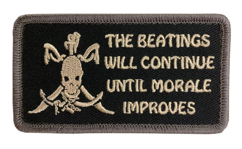 The Beatings Will Continue Until Morale Improves Tactical Patch [3.5 X 2.0 Hook Fastener-B5]