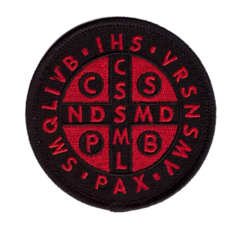 St. Benedict Cross Medal Patch (Embroidered Hook) (Black/Red)