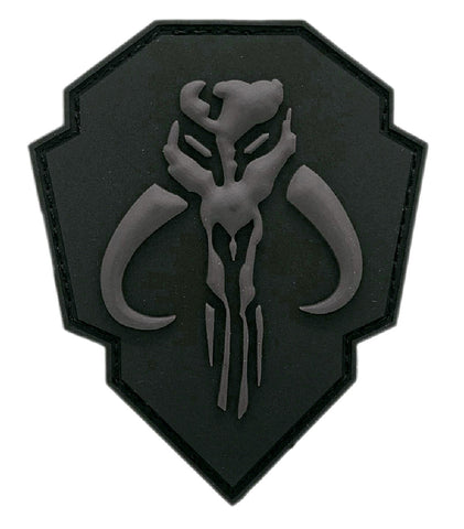 Mandalorian Bantha Skull Mercenary Mythosaur Shield Patch [3D-PVC Rubber -“Hook Brand” Fastener -SZ2]