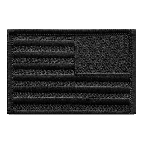Reversed American Flag Patch (Embroidered Hook) (Black)