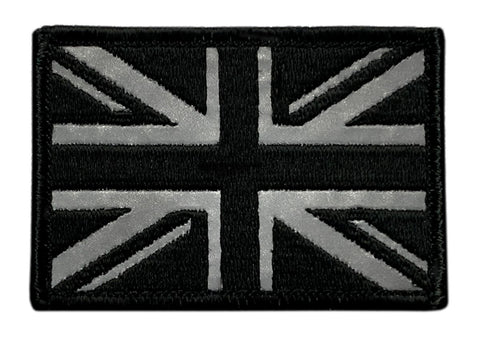 Reflective UK British Flag Tactical Patch [3.0 x 2.0 - “Hook Brand” Fastener-RF5]