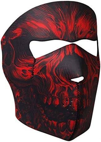 Neoprene Skull Biker Motorcycle Face Mask (Red Shredder Skull)