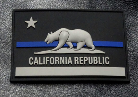 California State Flag Blue Line Patch PVC