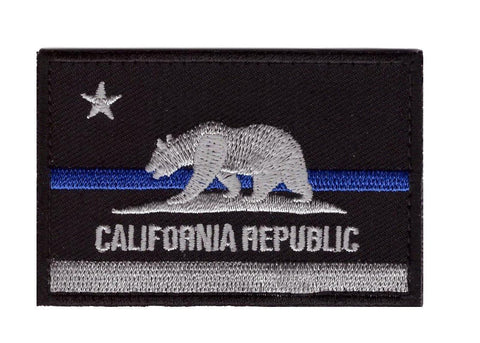 California State Flag Thin Blue Line Patch (Embroidered Hook)