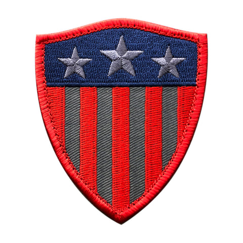 Captain America Stars Stripes Shield Patch (Embroidered Hook) (Red/Blue/Grey)
