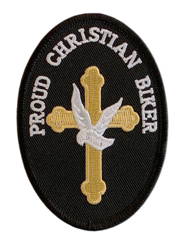Miltacusa Proud Christian Biker Dove on a Cross MC Patch (Iron on sew on - 3.5 X 2.5 -PC8)