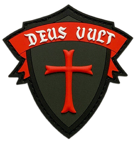 Deus Vult Cross Shield Christian Templar Knight in God Wills Patch [PVC -KT3]