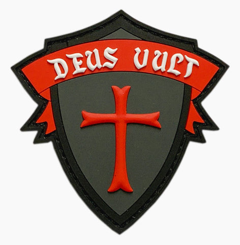 Deus Vult Cross Shield Christian Templar Knight in God Wills Patch [PVC -KT4]