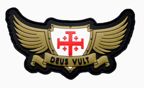 Deus Vult Wings Cross Shield Patch (PVC)
