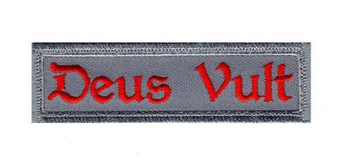 Deus Vult Patch (Embroidered Hook) (Red/Grey)